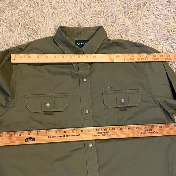 LAUREN RALPH LAUREN Women’s Army Green Double Pocket Safari Snap-Front, L - Picture 5 of 10